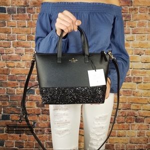 Kate spade Ina Greta court black satchel glitter